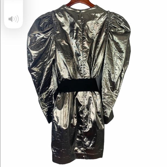 Zara Collection 19 Gold Balloon Sleeve Mini Dress XS - Picture 7 of 10